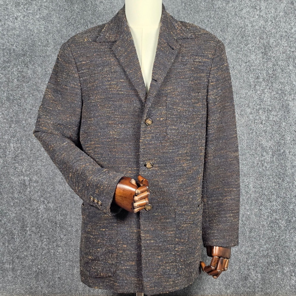 Vtg Jhane Barnes Blazer Men 38 Brown Textured Italian Fabric 3-Button Sport Coat